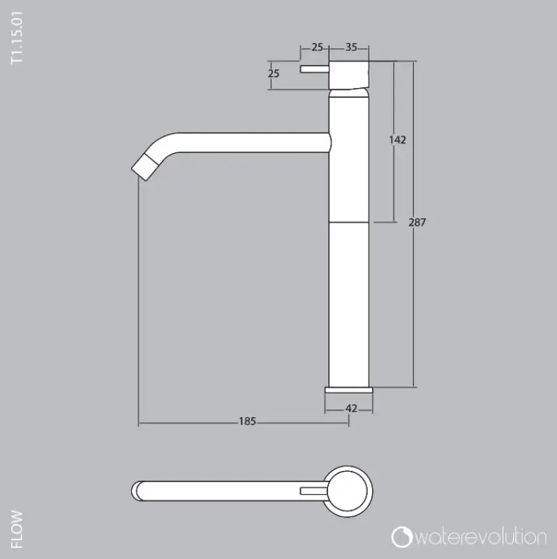 Grifo para lavabo Watervolution Flow para lavabos de latón cepillado T115LE