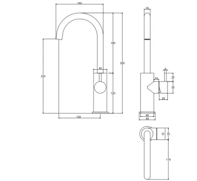 Waterevolution Flow washbasin tap high model matt black T1121FPR