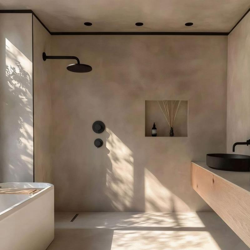 Termostato Waterevolution Flow de ducha empotrado con 1 válvula de desvío negro mate 1208920978