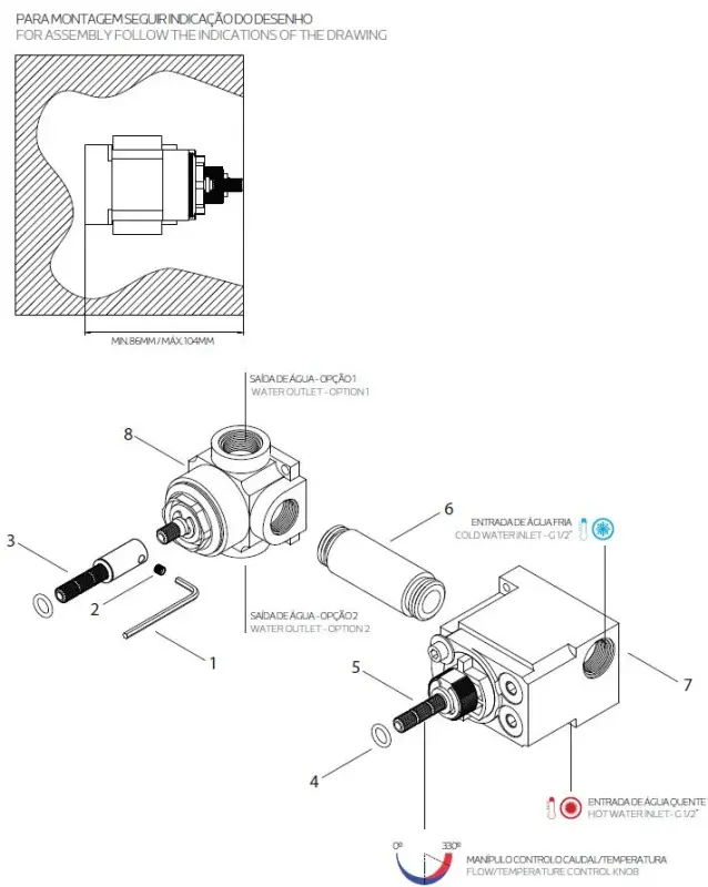 Termostato de ducha empotrado Waterevolution Flow con 1 grifo de cierre cromado 1208920980