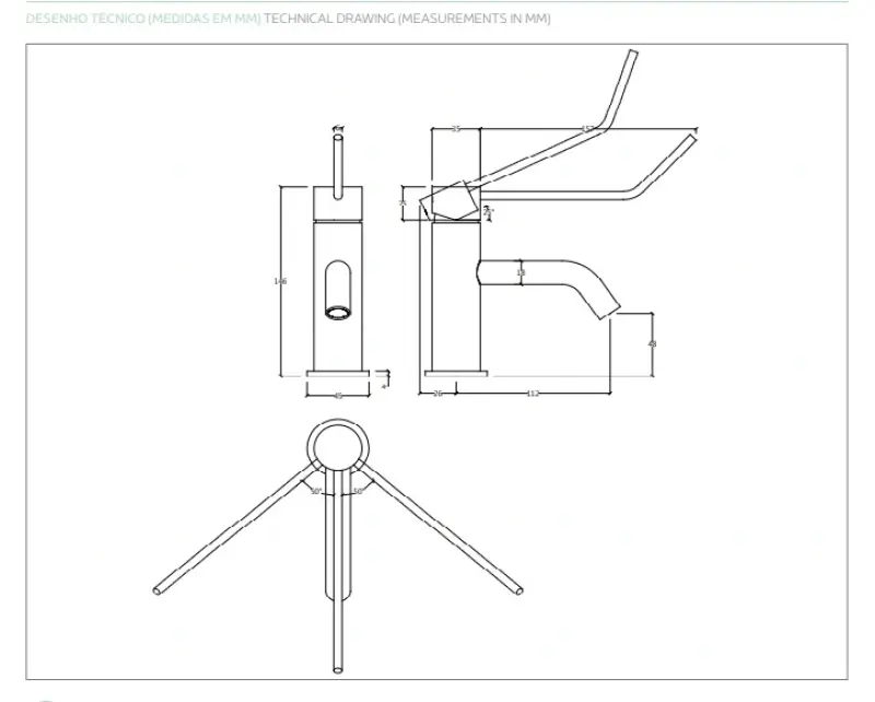 Grifo de lavabo Waterevolution Flow PVD dorado claro T111WGE