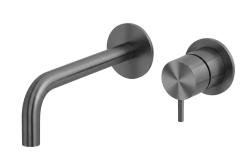 Grifo de lavabo empotrado Waterrevolution Flow PVD Gun Metal con caño de 15 cm T116BME-15