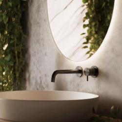 Grifo de lavabo empotrado Waterrevolution Flow PVD Gun Metal con caño de 15 cm T116BME-15