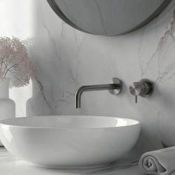 Grifo de lavabo empotrado Watervolution Flow PVD Gun Metal con caño de 21 cm T116BGME-21