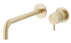 Grifo de lavabo empotrado Waterrevolution Flow PVD oro blanco con caño de 21 cm T116BWGE-21