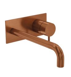 Mezclador de lavabo Waterevolution Flow empotrado con embellecedor PVD cobre satinado y caño 15cm T1161CPE-15