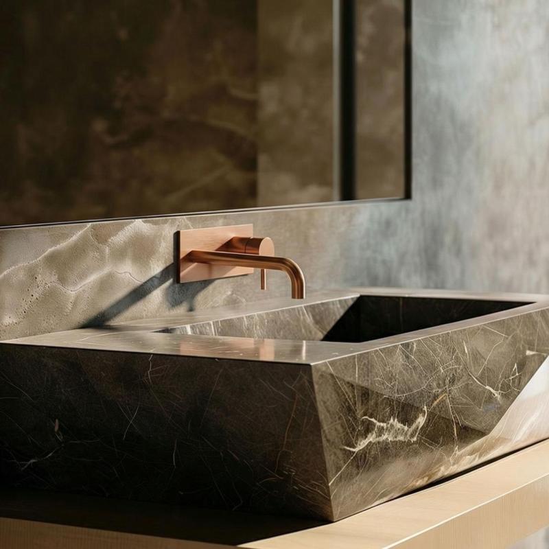 Mezclador de lavabo Waterevolution Flow empotrado con embellecedor PVD cobre satinado y caño 15cm T1161CPE-15