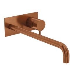 Mezclador de lavabo Waterevolution Flow empotrado con embellecedor PVD cobre satinado y caño 25cm T1161CPE-25