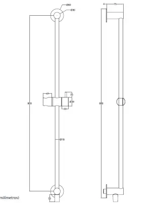 Waterevolution Flow sliding rail set with hand shower 800mm Light Gold T1661WGE