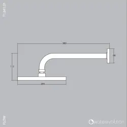 Ducha mural Waterevolution Flow 200mm con conexión a pared Gris plomo T1641GME