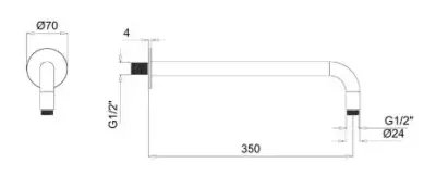 SB Rubinetterie Universal wall-mounted shower arm round 35cm colour chrome 1208946660