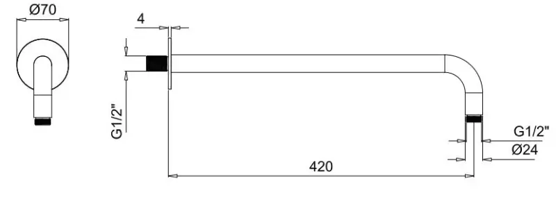Brazo de ducha mural SB Rubinetterie Universale redondo 42cm color cromado 1208946670