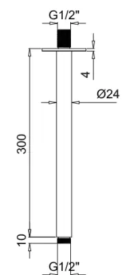 SB Rubinetterie Universal ceiling shower arm round 30cm colour chrome 1208946683