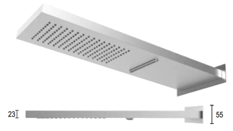 Ducha de lluvia SB Square con conexión mural y cascada de ducha color negro mate 1208946757