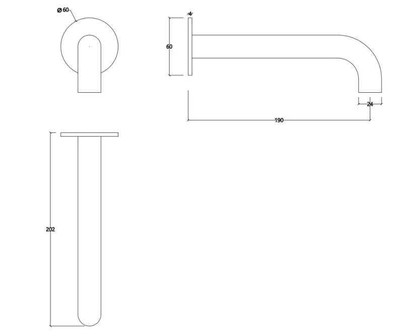 Caño Waterevolution Flow para bañera blanco mate T167119BR largo caño 19cm