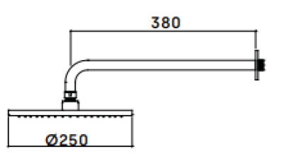 Waterevolution Flow head shower 250mm with wall connection Chrome