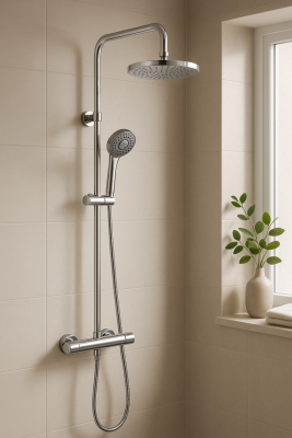 DEMM Shower combination thermostat with rain shower chrome 1208946965
