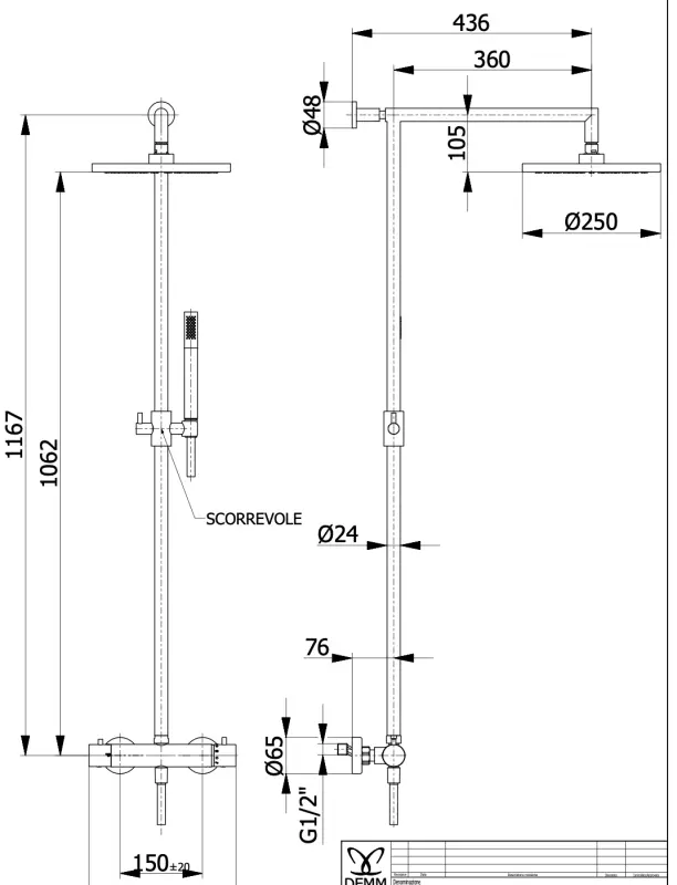 DEMM Shower combinación de ducha termostática con ducha de lluvia cromada 1208946967