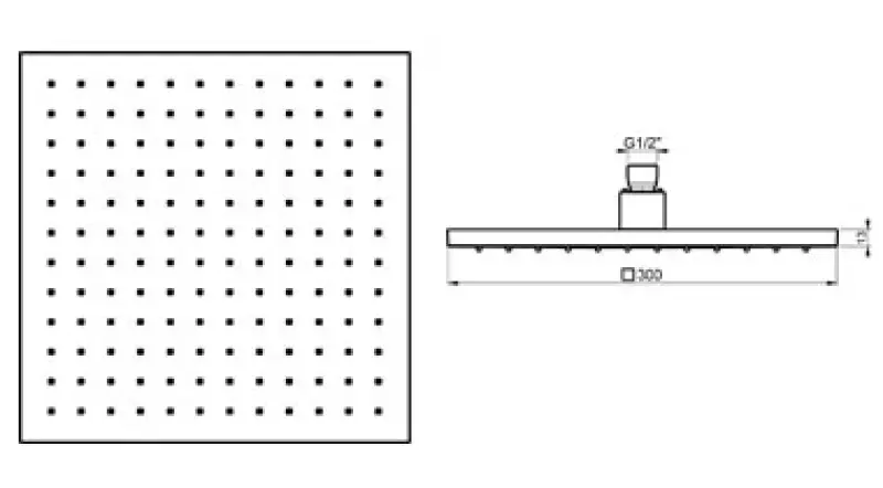 Ducha efecto lluvia SB Rubinetterie Eco Air cuadrada con economizador de agua negro mate 30x30cm 1208947016