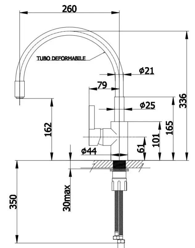 Grifo de cocina DEMM con caño giratorio cromado/negro.
