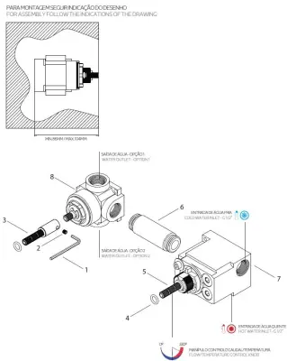 Waterevolution Flow Built-in Shower Thermostat with 1 diverter valve brushed brass 1208948845