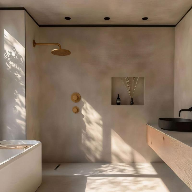 Termostato Waterevolution Flow de ducha empotrado con 1 válvula de desvío latón satinado