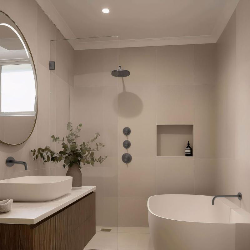 Termostato Waterevolution Flow  de ducha empotrado con 2 válvulas de cierre Gun Metal 1208948847