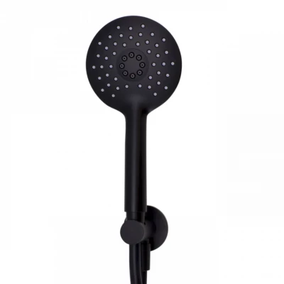 Waterevolution Flow round hand shower set complete with wall connector matt black T1621RPR