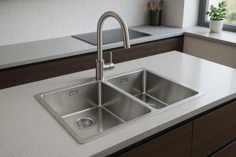 Fregadero doble de acero inoxidable MRX 220 de Franke Maris para montaje sobre encimera, bajo encimera y enrasado 127.0568.051