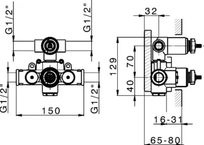 Cisal Arcana Royal recessed thermostat with stop diverter chrome incl. recessed part 1208952378