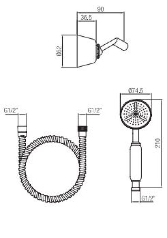 Conjunto de teleducha PB Classic con soporte suspendido acero inoxidable 1208952419