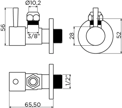 Clou InBe design angle stop valve type 1 round matte black
