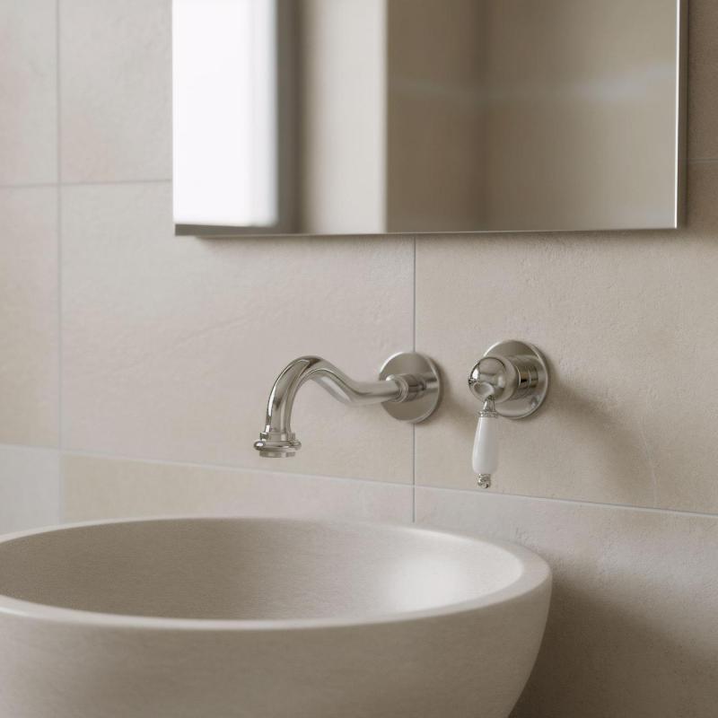 Mezclador PB Nostalgic de lavabo monomando empotrado Caño Vintage 21cm cromado