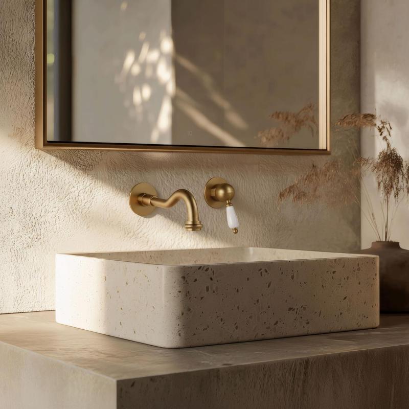 Mezclador PB Nostalgic Monomando empotrado de lavabo Caño Vintage 21cm en color Bronce