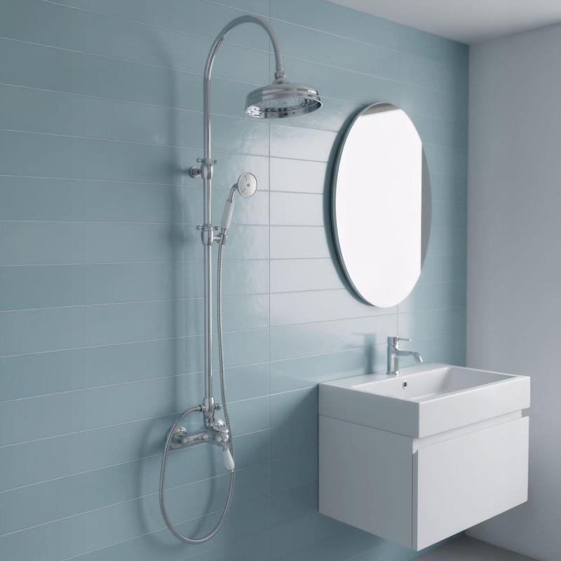 PB Conjunto de Grifo de Ducha Nostálgico con Ducha de Lluvia Cromado