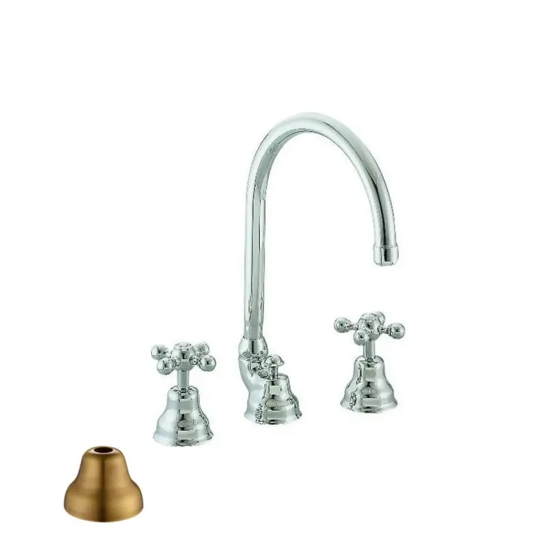 Mezclador Cisal Arcana para lavabo cerámico de 3 orificios color bronce AC00106027