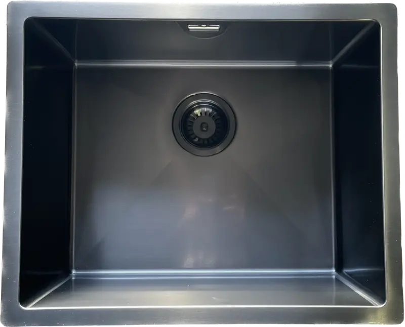 Fregadero Ausmann Mosel de acero inoxidable color antracita PVD Gris plomo 50x40 enrasado, bajo encimera y sobre encimera 067113