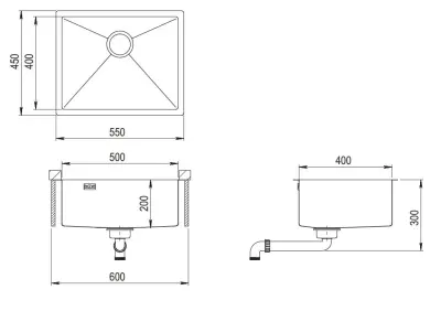 Ausmann Mosel stainless steel sink copper colour PVD Copper 50x40 universal 080976
