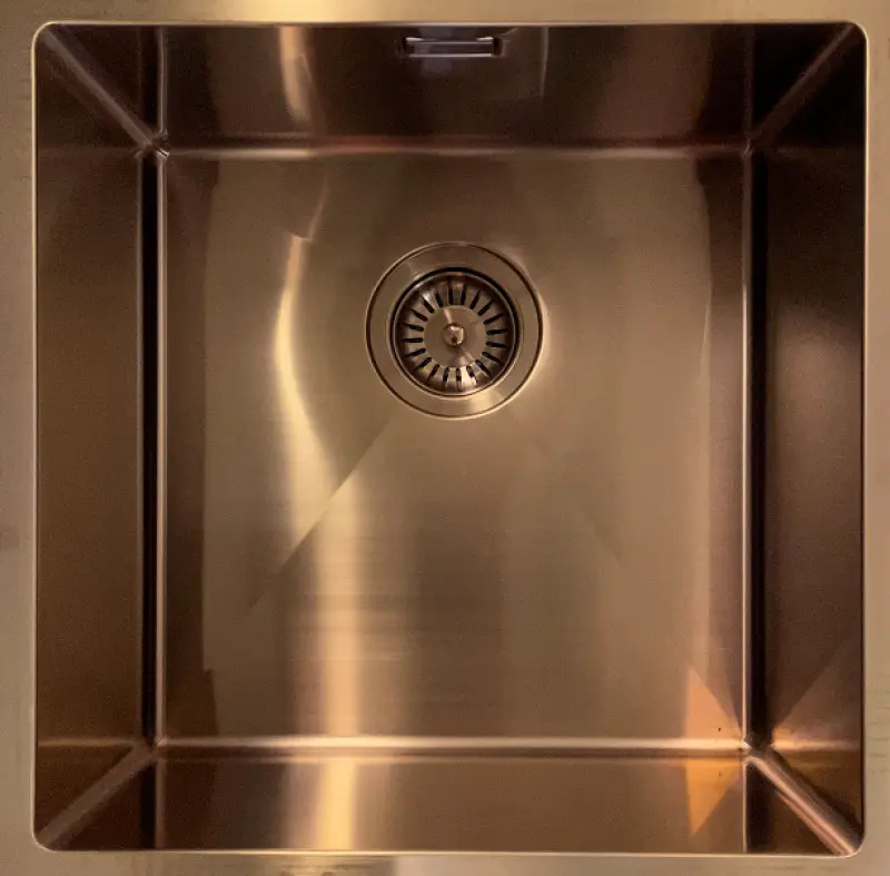 Fregadero Ausmann Mosel de acero inoxidable color cobre PVD Copper 50x40 enrasado, bajo encimera y sobre encimera 080976