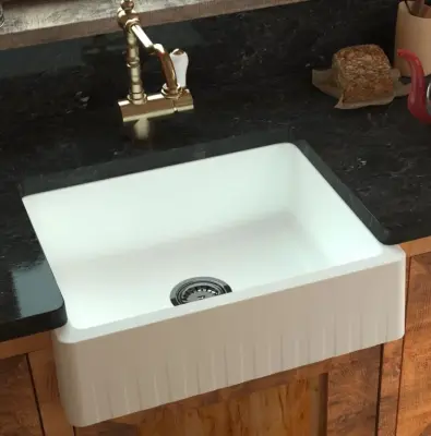 GraniteMy Tradition farmhouse sink, two-sided granite sink 60x48 cm, black undermount 1208953016