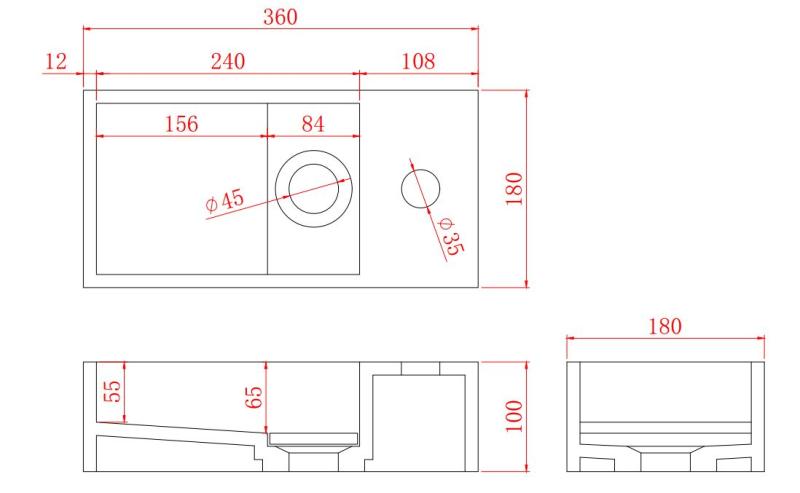 Solid-S Fuente de superficie sólida, 36 x 18 x 10 cm, negro mate, con tapa 1208953168