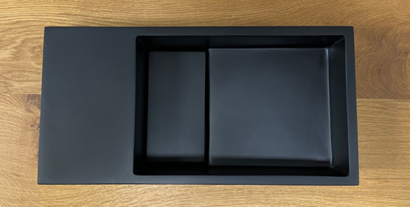 Solid-S Fuente de superficie sólida, 36 x 18 x 10 cm, negro mate, con tapa 1208953168