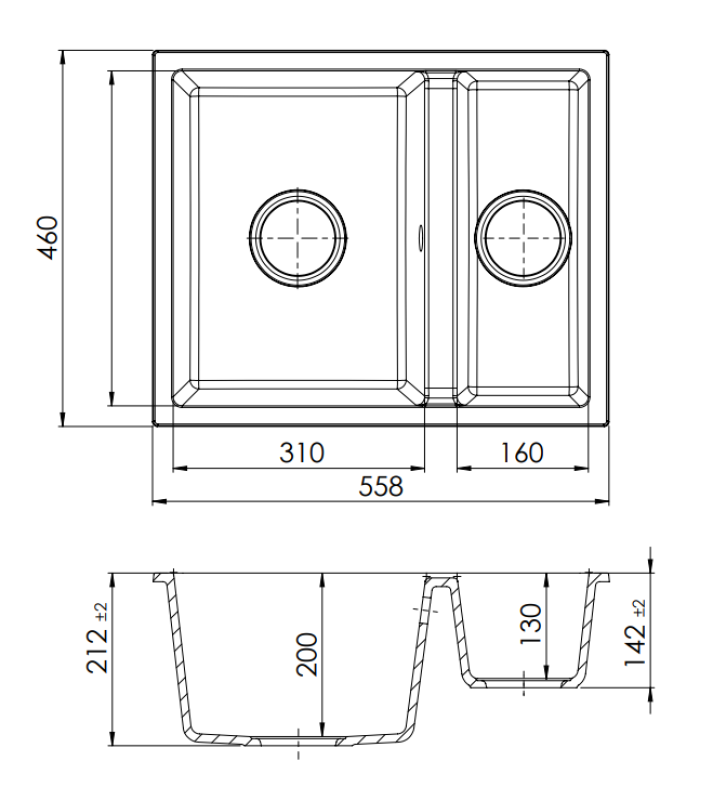 GraniteMy Bremen Fregadero de granito reversible de 1,5, negro, para montaje sobre encimera, bajo encimera y empotrado, con tapón de acero inoxidable 1208953203