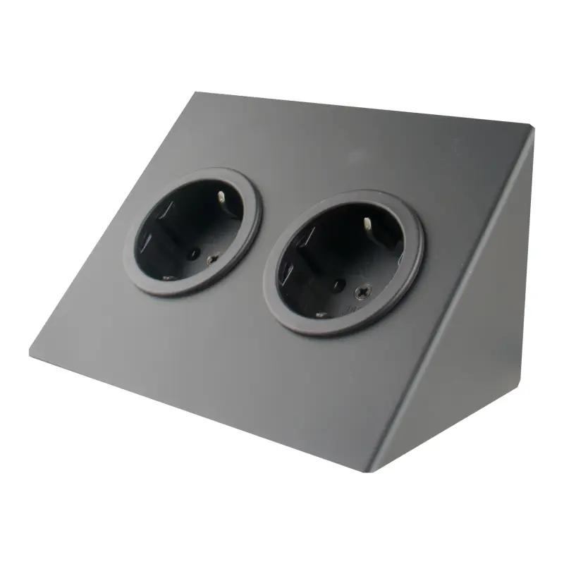 Indux Corner Toma de corriente horizontal con 2 enchufes con toma de tierra, color negro 1208953212