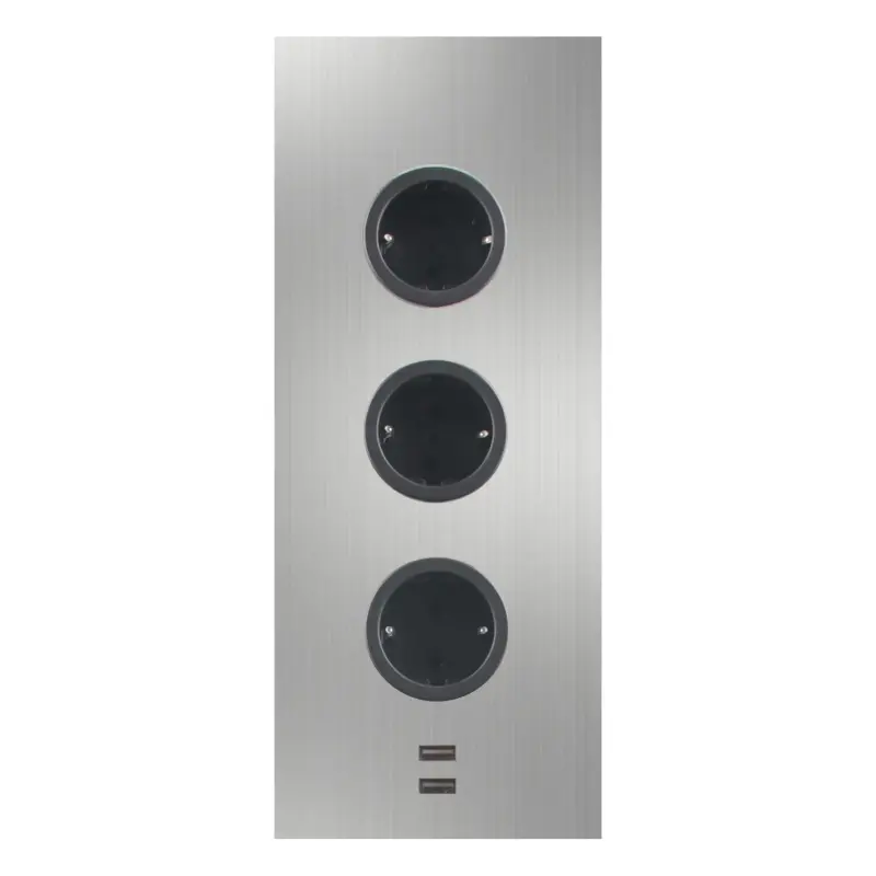 Indux Corner Toma de corriente con 3 enchufes, toma de tierra y cargador doble USB-A y C, acero inoxidable 1208953216