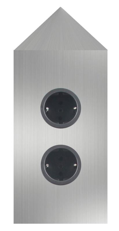 Indux Corner Columna de energía con 2 enchufes con toma de tierra, esquina, acero inoxidable 1208953220