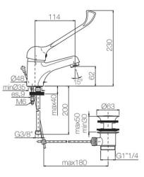 Grifo PB Clinic para lavabo discapacitados con palanca larga cromado 1208953265