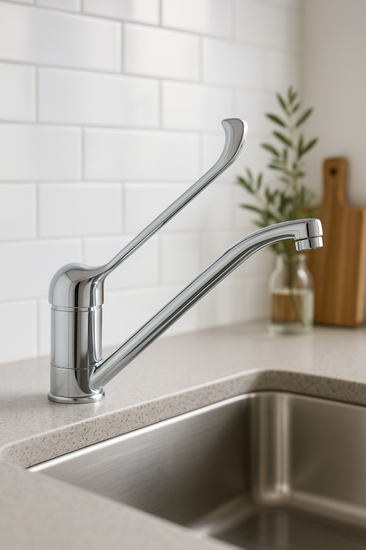 Grifo de cocina PB Clinic para discapacitados con caño giratorio y palanca larga cromado 1208953266