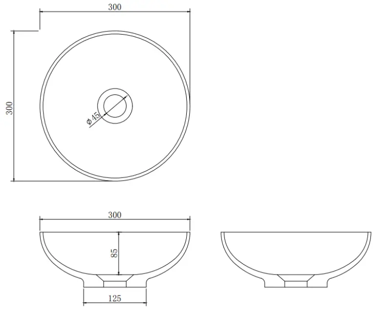 Lavabo pequeño Solid S de Solid Surface, redondo, 30 x 30 x 11 cm, blanco mate, 1208953273