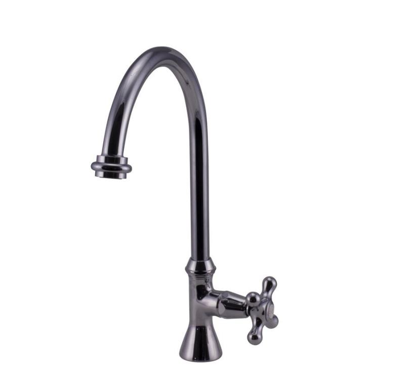 Grifo de lavabo PB Classic con pomo de estrella agua fría con caño alto redondo cromado 1208953274